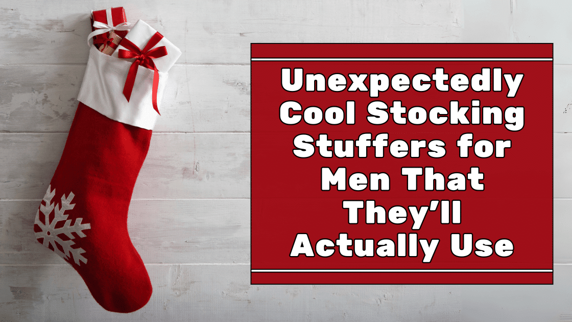 Red and white Christmas stocking hanging on wall