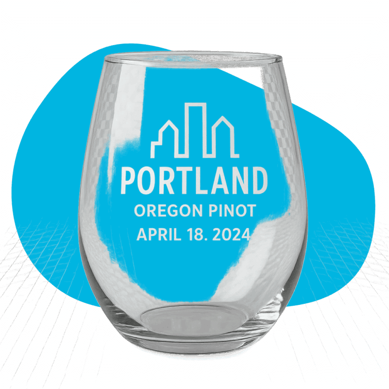 Etched Oregon Pinot Wine Glasses