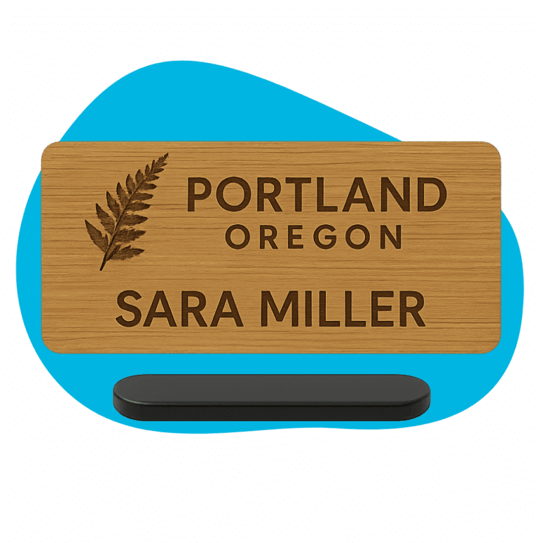 Laser-Engraved Bamboo Name Badges