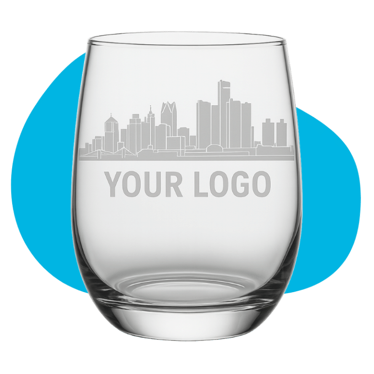 Detroit Skyline Etched Glassware