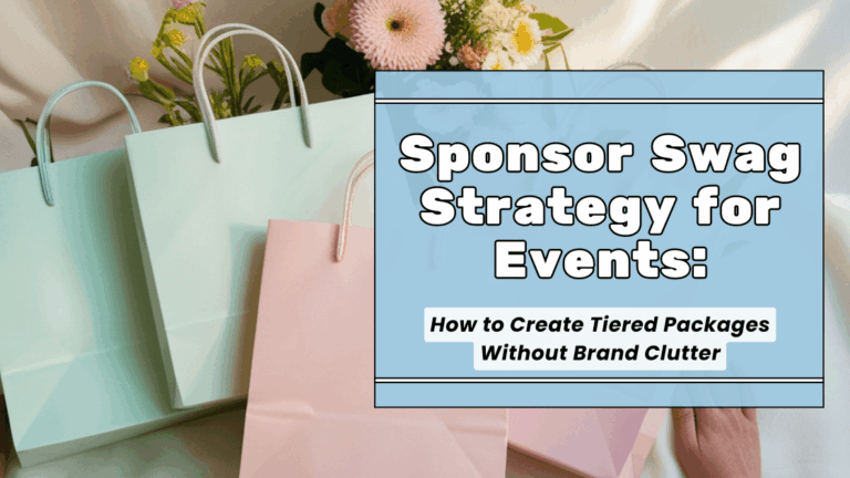 Paper bags with flowers, representing event swag