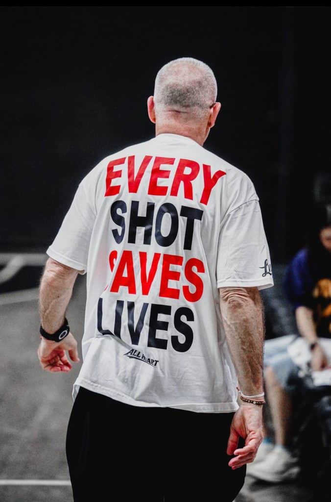 Every Shot Saves Lives All Heart fundraising shirt