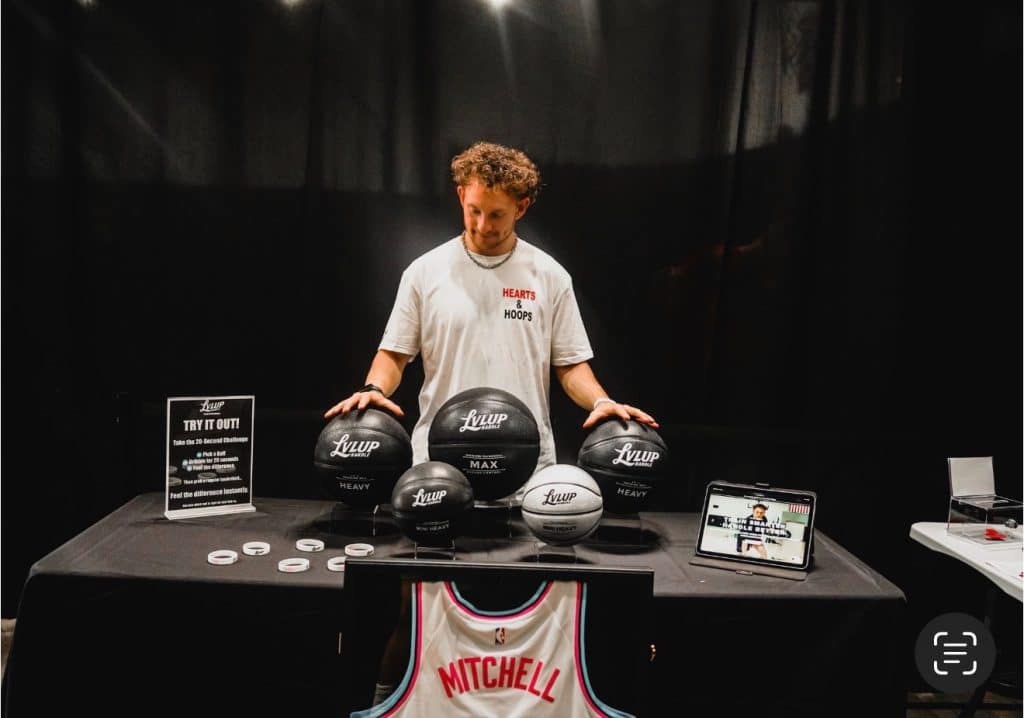 Hearts and Hoops event table with basketball training gear