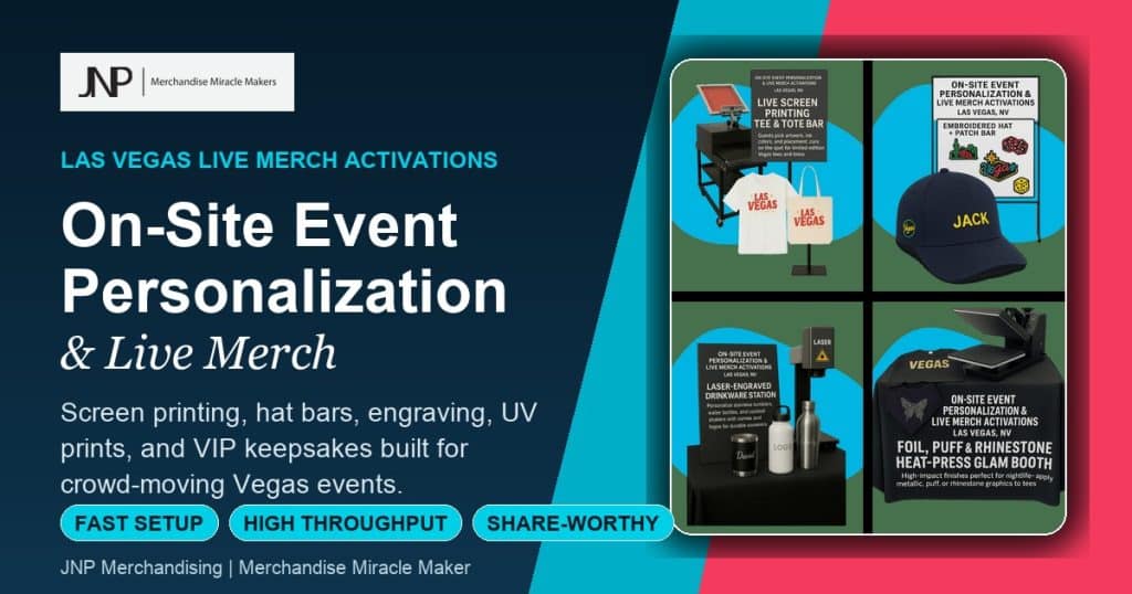 On-site event personalization and live merch activations in Las Vegas