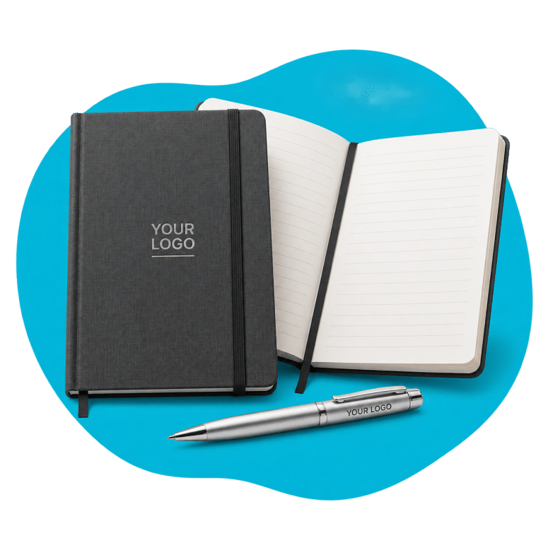 Custom merchandise concept: Notebooks & Pen Sets